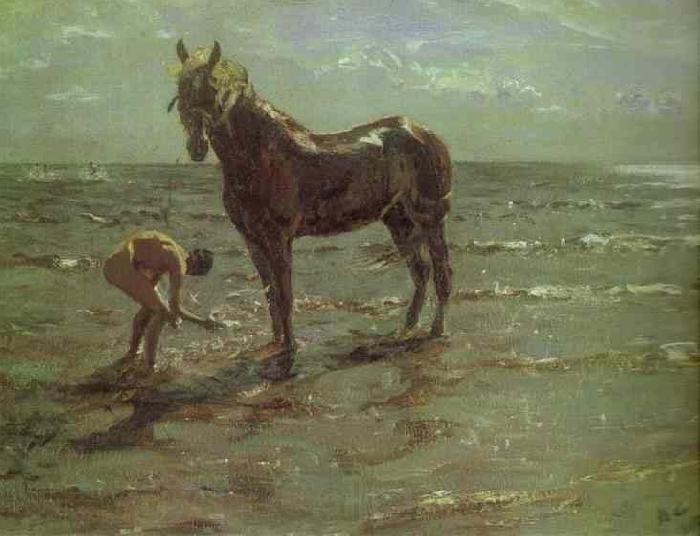 Valentin Serov Bathing of a Horse Norge oil painting art